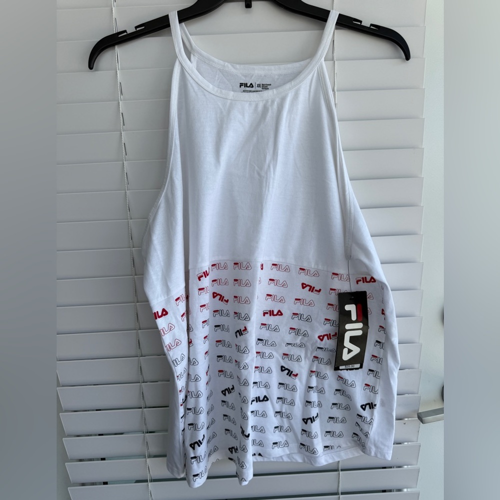 Fila White Halter with Red and Navy Logo Print NWT